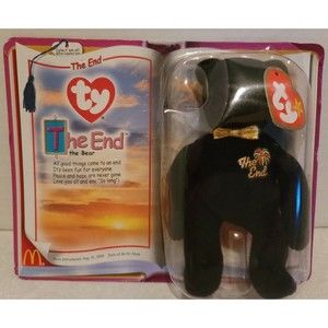 New The End the Bear McDonalds TY The End Teenie Beanie Baby 1999 Rare Black